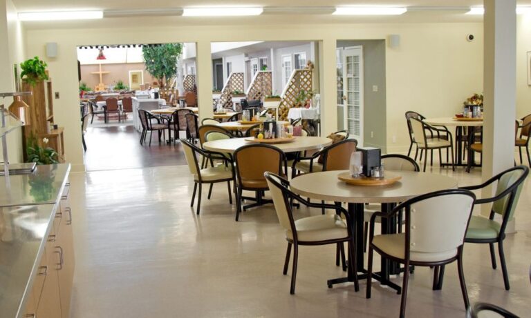 empty dining area of assisted living facility maintained by Houston commercial plumbing company