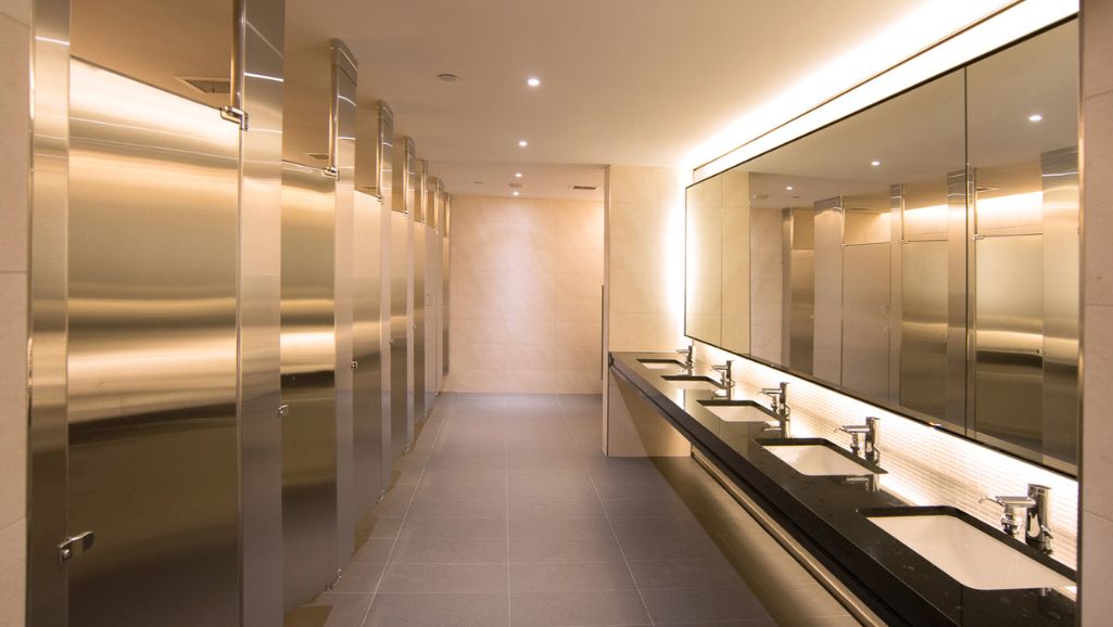 commercial bathroom updated by Houston plumbers